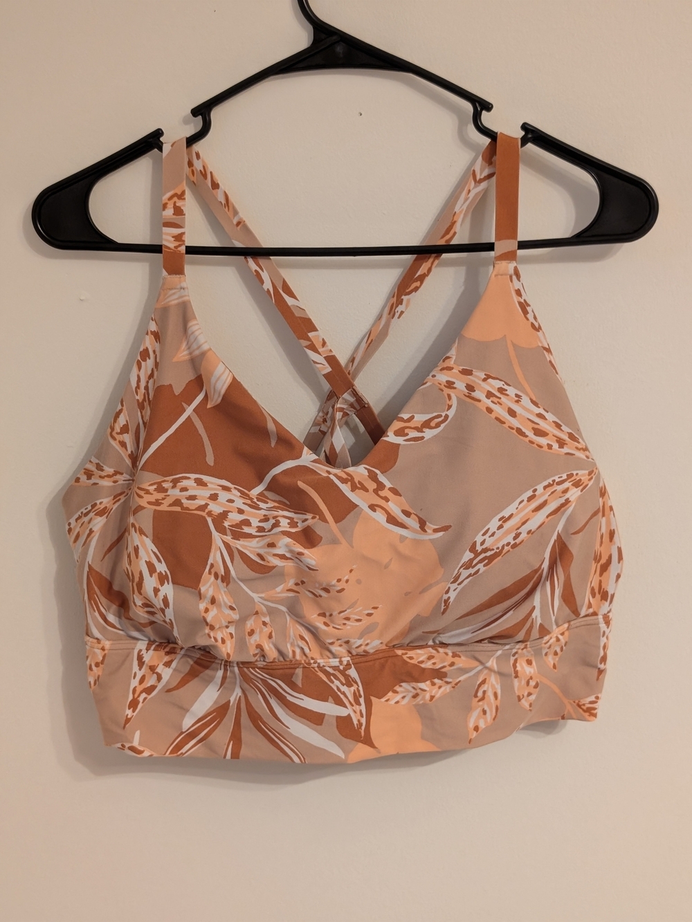 aerie Peach Botanical Crisscross Sports Bralette